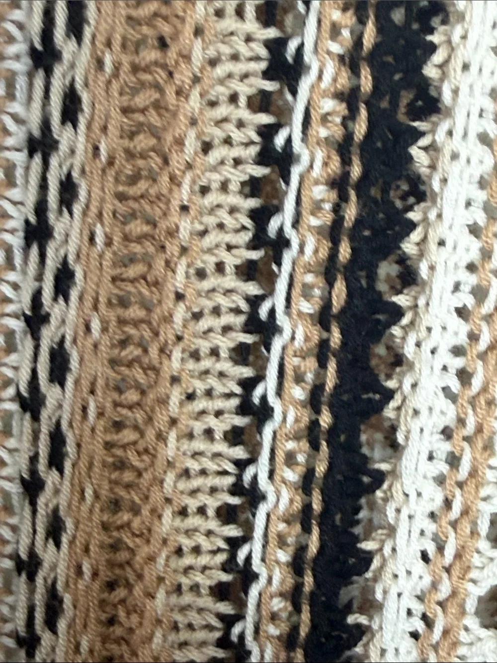 White + Warren Mercerized cotton fringe crochet dress Beige/Brown Black Size L